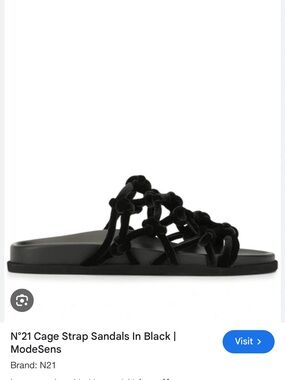 No. 21 Black Velvet Knotted Cage Slide Sandals